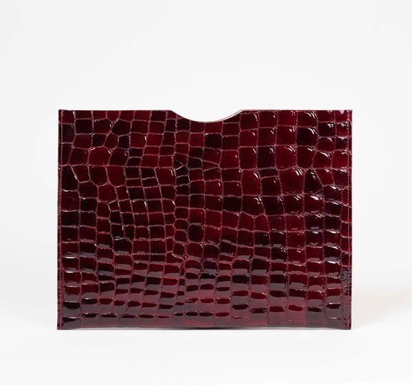 Burgundy polished faux croc