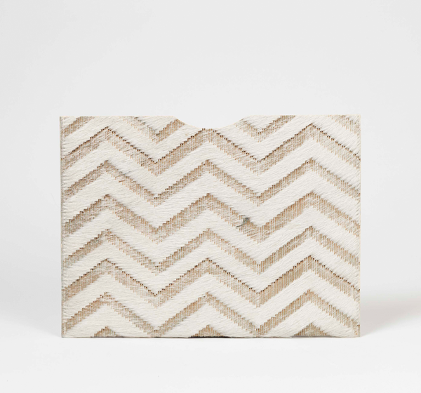 Zigzag lasered beige and white ponyskin