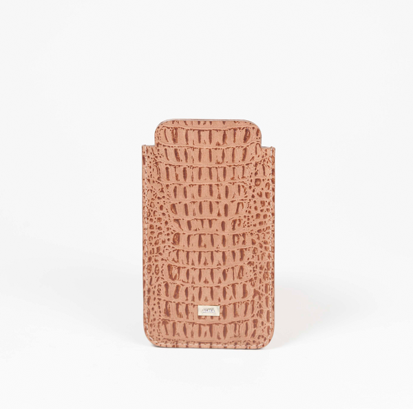 Light brown faux croc embossed