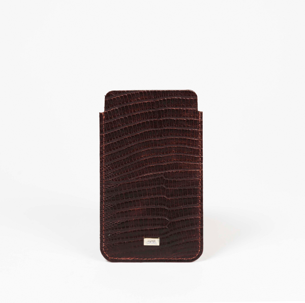 Dark brown lizard embossed